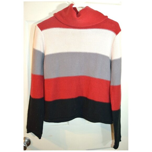 DCC Missy Sweaters Women's Striped Long Sleeve Shirt Top Pullover Size L - Picture 1 of 4